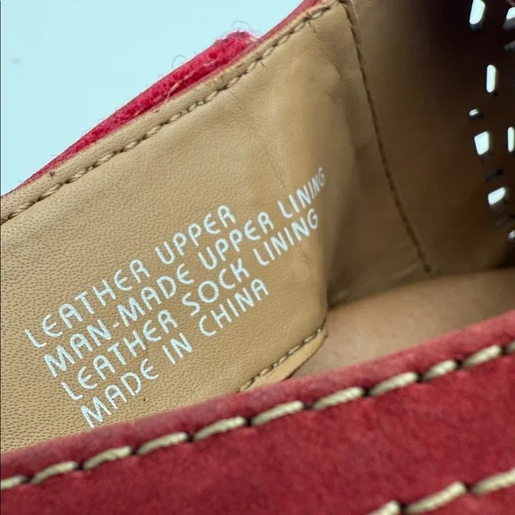 Earth Elegant Red Wedge leather Sandals women 8.5B casual office retro vacation - Picture 6 of 10